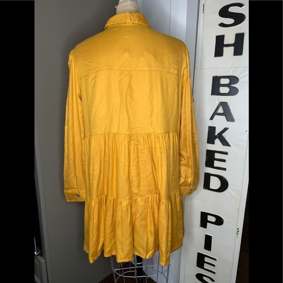 NWT Mud Pie Mustard Yellow Button-Down Dress sz L - Picture 5 of 7